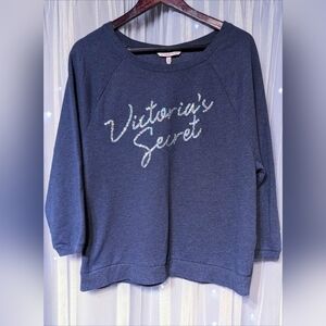 Victorias Secret Silver Sequin Logo Sweatshirt Size Medium